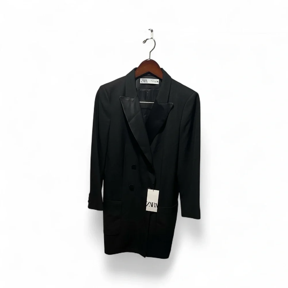 Zara NEW Women’s Tuxedo Blazer or Mini Dress. Long line, never worn. Black - Picture 11 of 11
